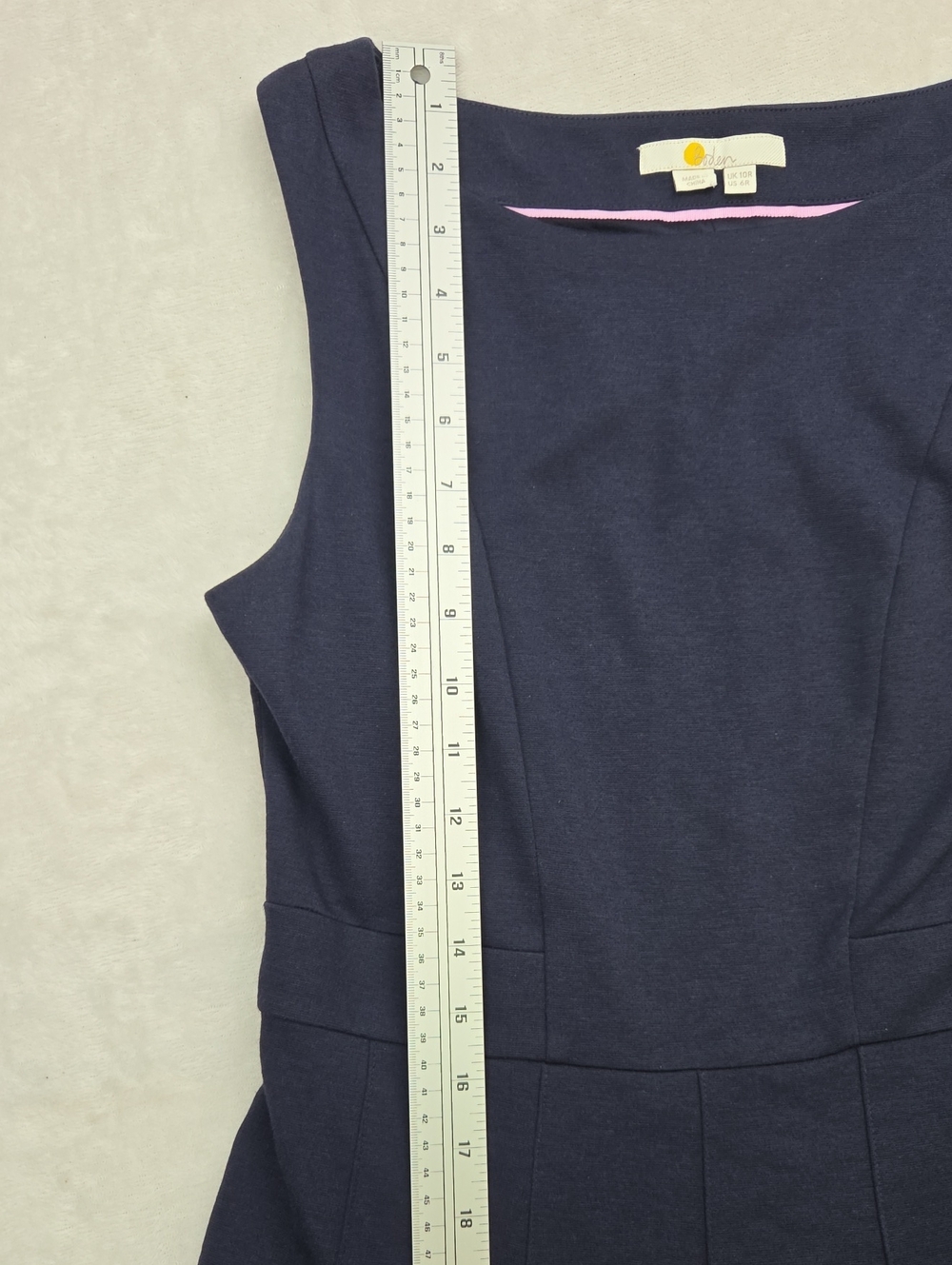 Boden Allegra Dress Ponte Scalloped Hem MultiColor Pleats Midi Blue Women Size 6 - Picture 14 of 14